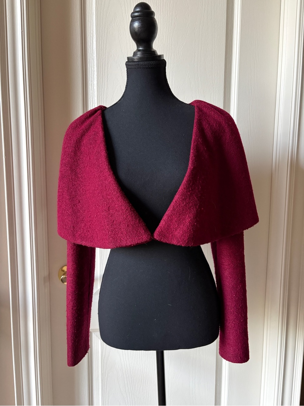 Vintage Burgundy Cropped Cape Sweater
